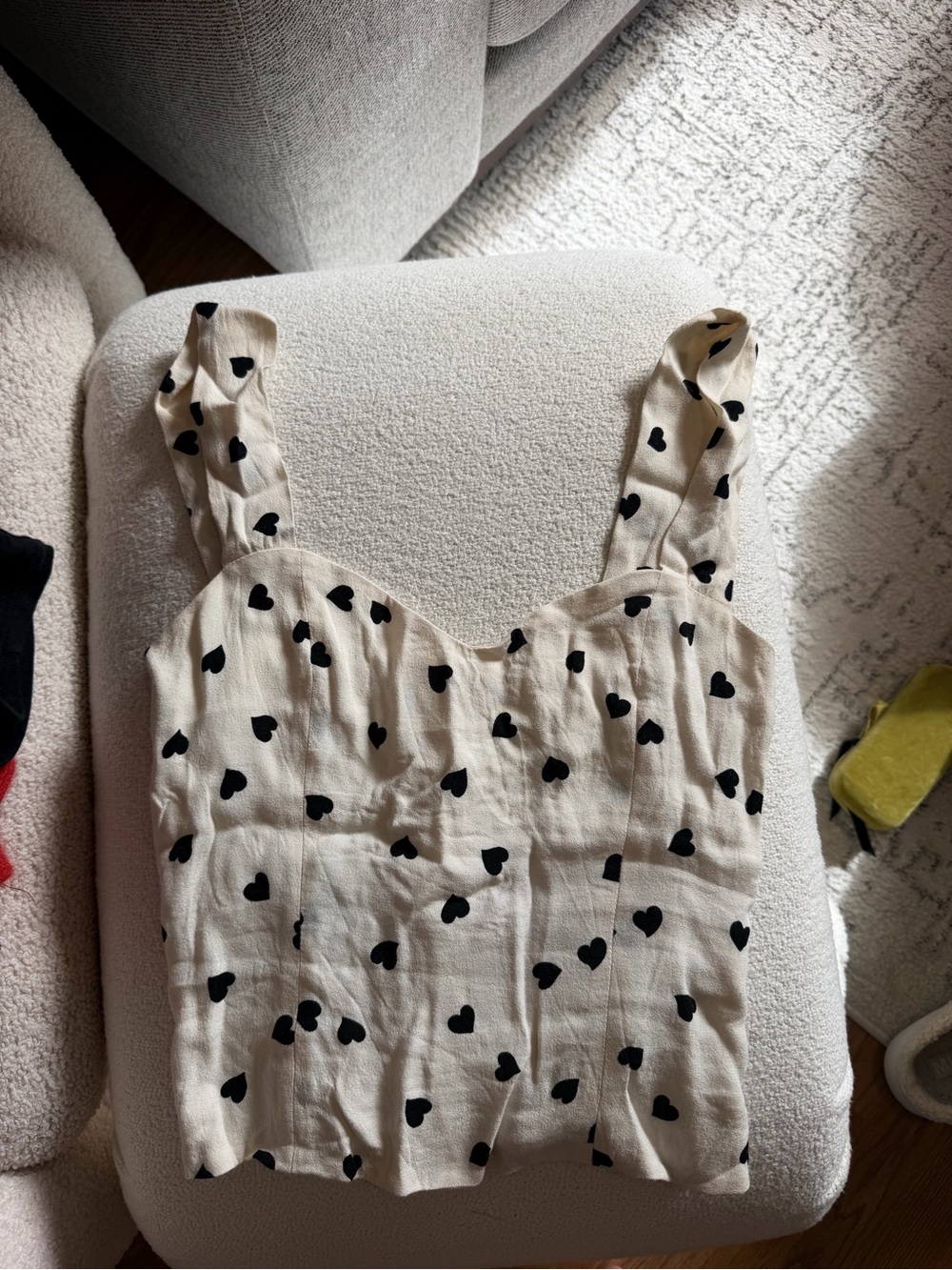 Reformation White Sweetheart Tank with Black Heart Print - Picture 2 of 5